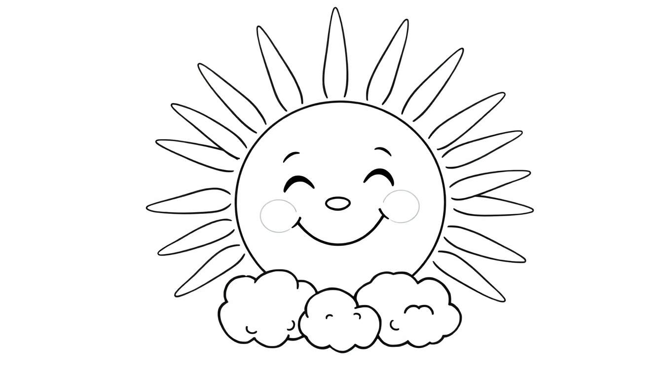 A smiling sun with colorful rays, part of a fun color panel for kids.