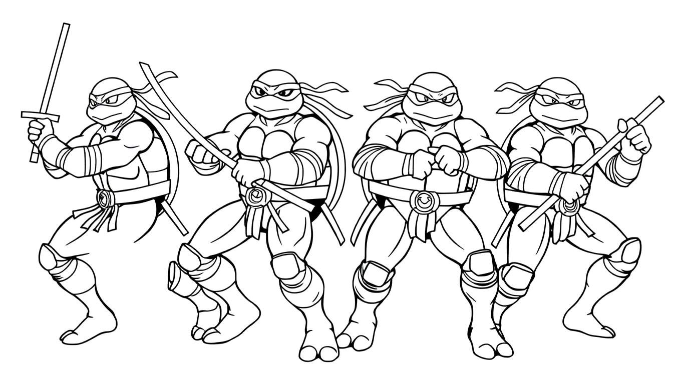 Teenage Mutant Ninja Turtles action color panel.