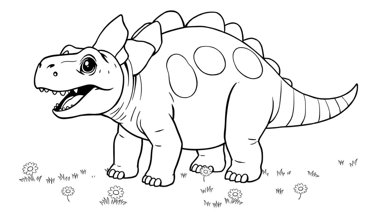 A friendly Ankylosaurus dinosaur in a color panel, ready for coloring.