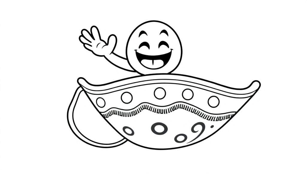 A smiling egg character in a decorative cup, ready for the color panel.