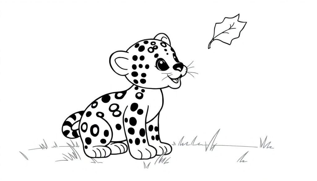 A cute baby jaguar cub with big spots, ready for the color panel.