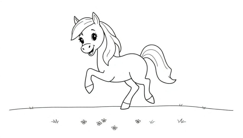 A happy pony ready for coloring on this color panel.