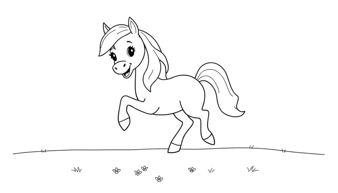 A happy pony ready for coloring on this color panel.