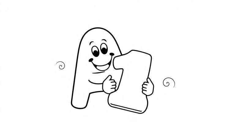 A friendly letter 'A' coloring page with a happy face holding the number '1', presented as a color panel.