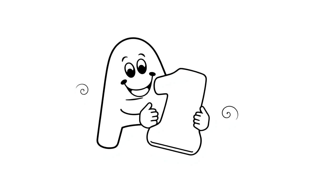 A friendly letter 'A' coloring page with a happy face holding the number '1', presented as a color panel.