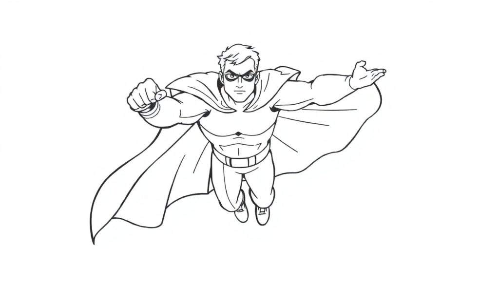 A superhero flying, ready for a color panel adventure.