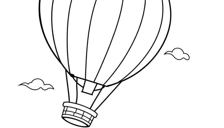 A black and white color panel of a hot air balloon ready for adventure.