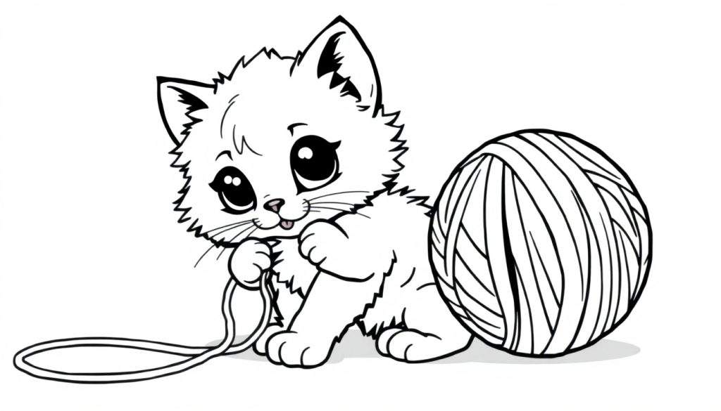 A cute kitten playing with yarn, ready for the color panel.