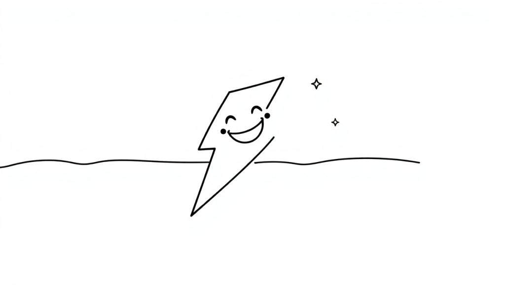 A happy lightning bolt coloring panel with stars.