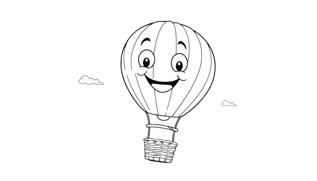 A happy hot air balloon, ready for a fun adventure on this color panel.