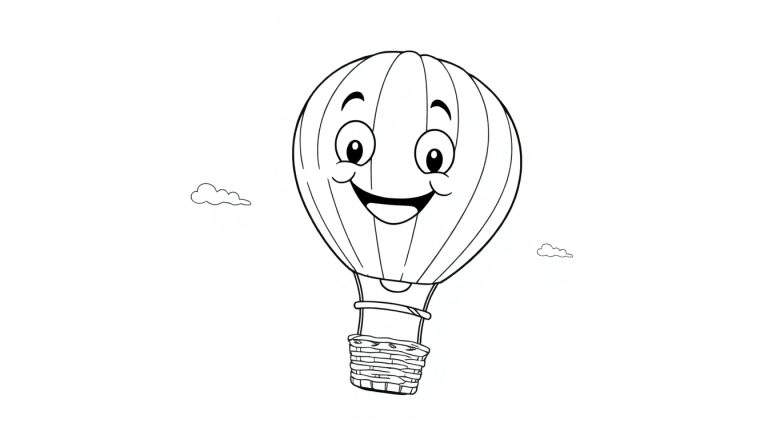 A happy hot air balloon, ready for a fun adventure on this color panel.