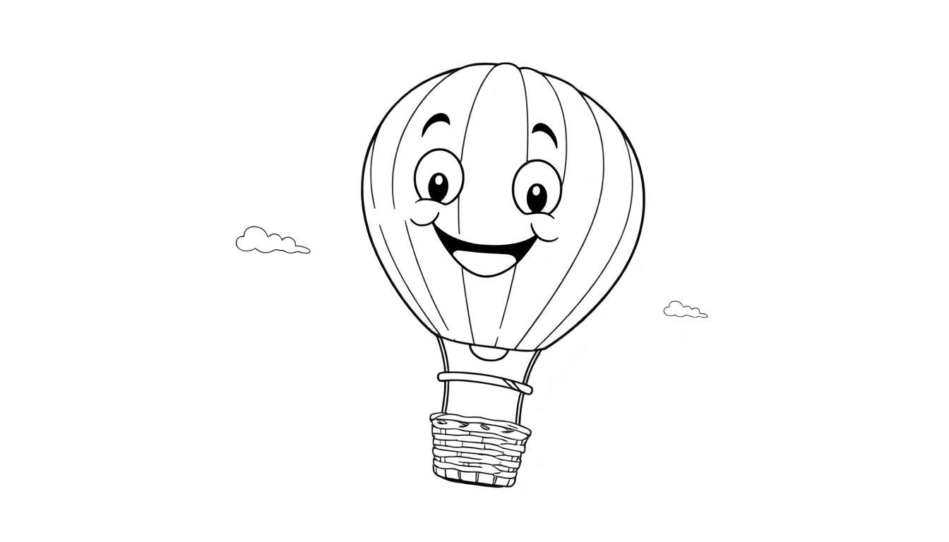 A happy hot air balloon, ready for a fun adventure on this color panel.
