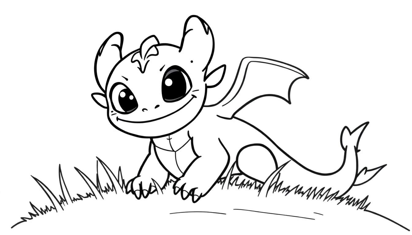 A cute baby dragon smiling in a color panel.