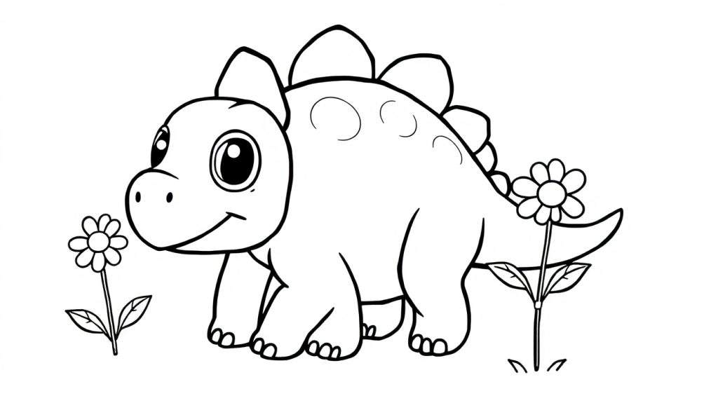 A cute baby dinosaur, ready for its color panel.