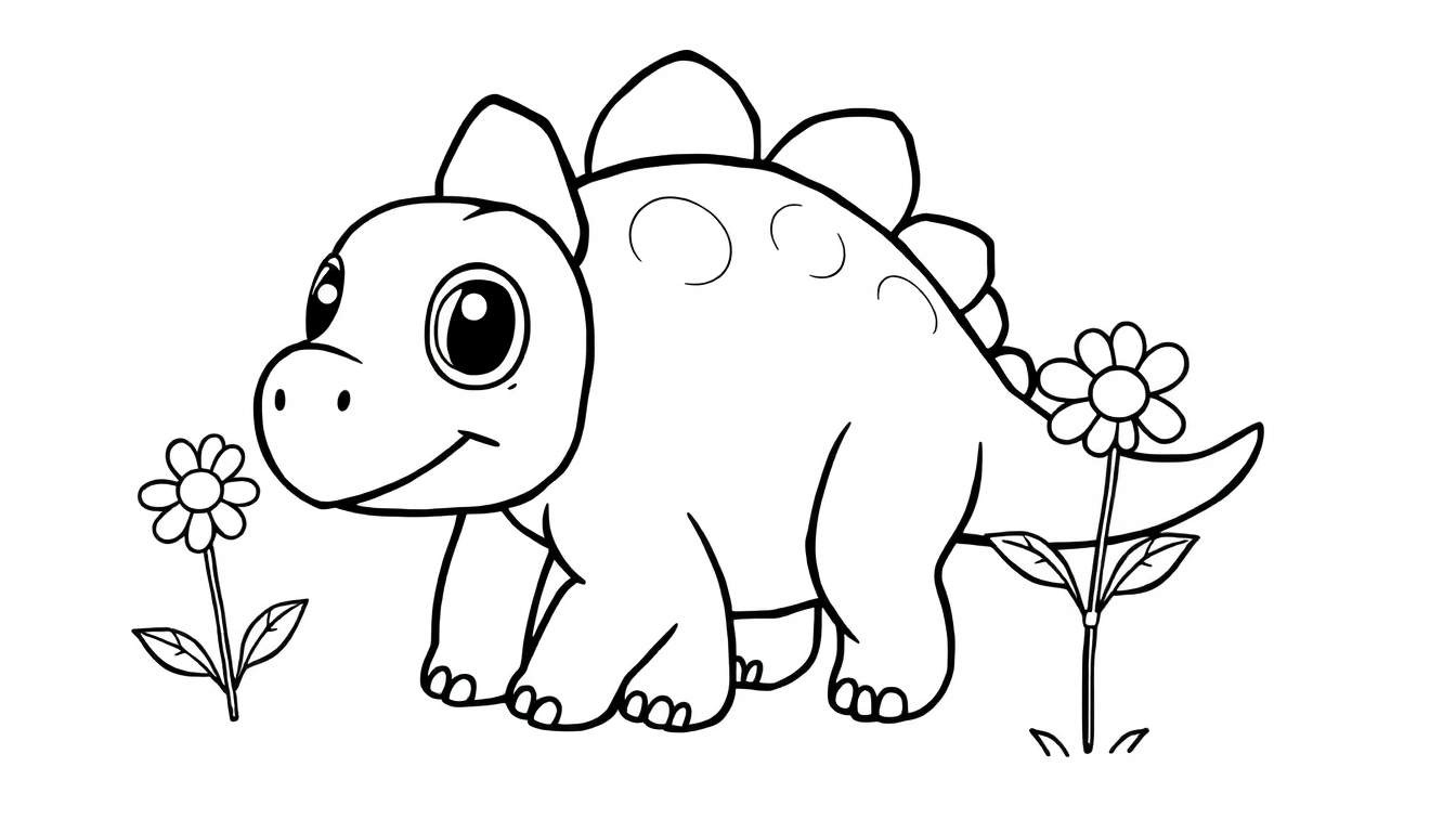 A cute baby dinosaur, ready for its color panel.