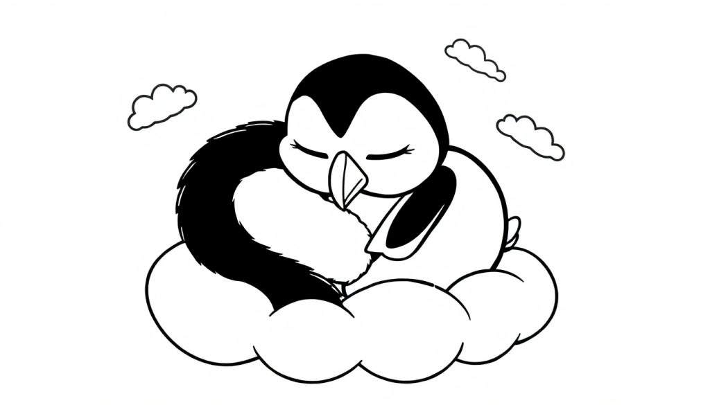 A sleeping baby puff, perfect for a black and white color panel.
