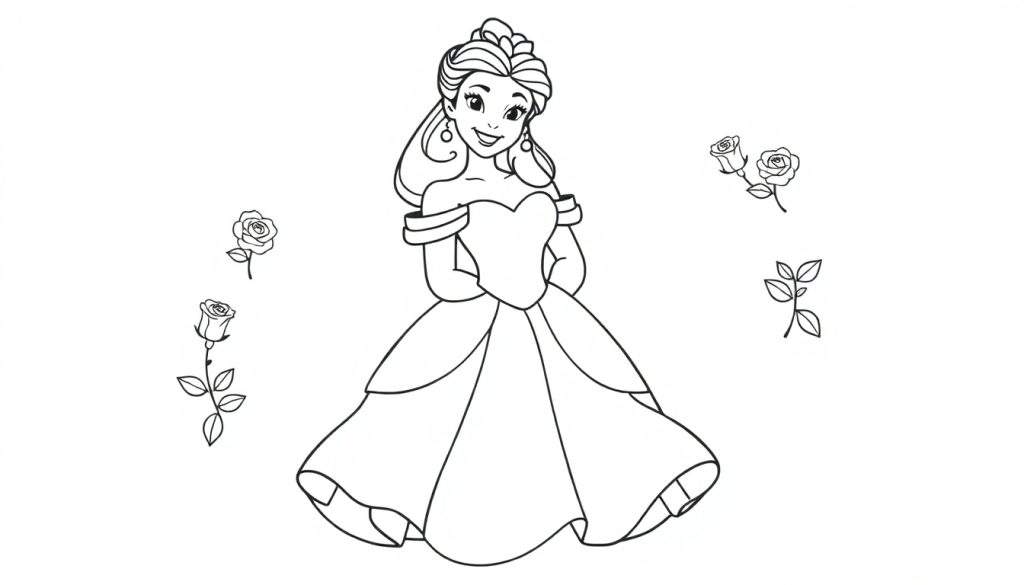Belle in her ballgown, ready for a color panel adventure!