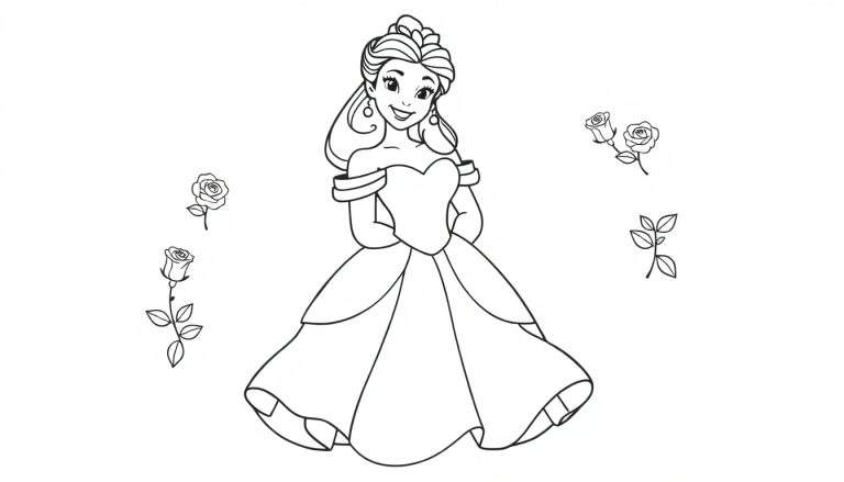 Belle in her ballgown, ready for a color panel adventure!