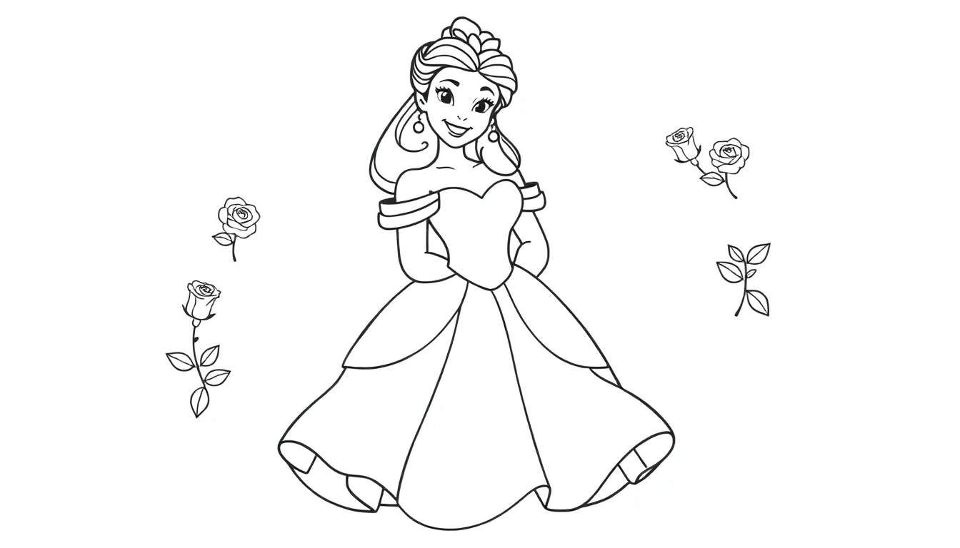 Belle in her ballgown, ready for a color panel adventure!