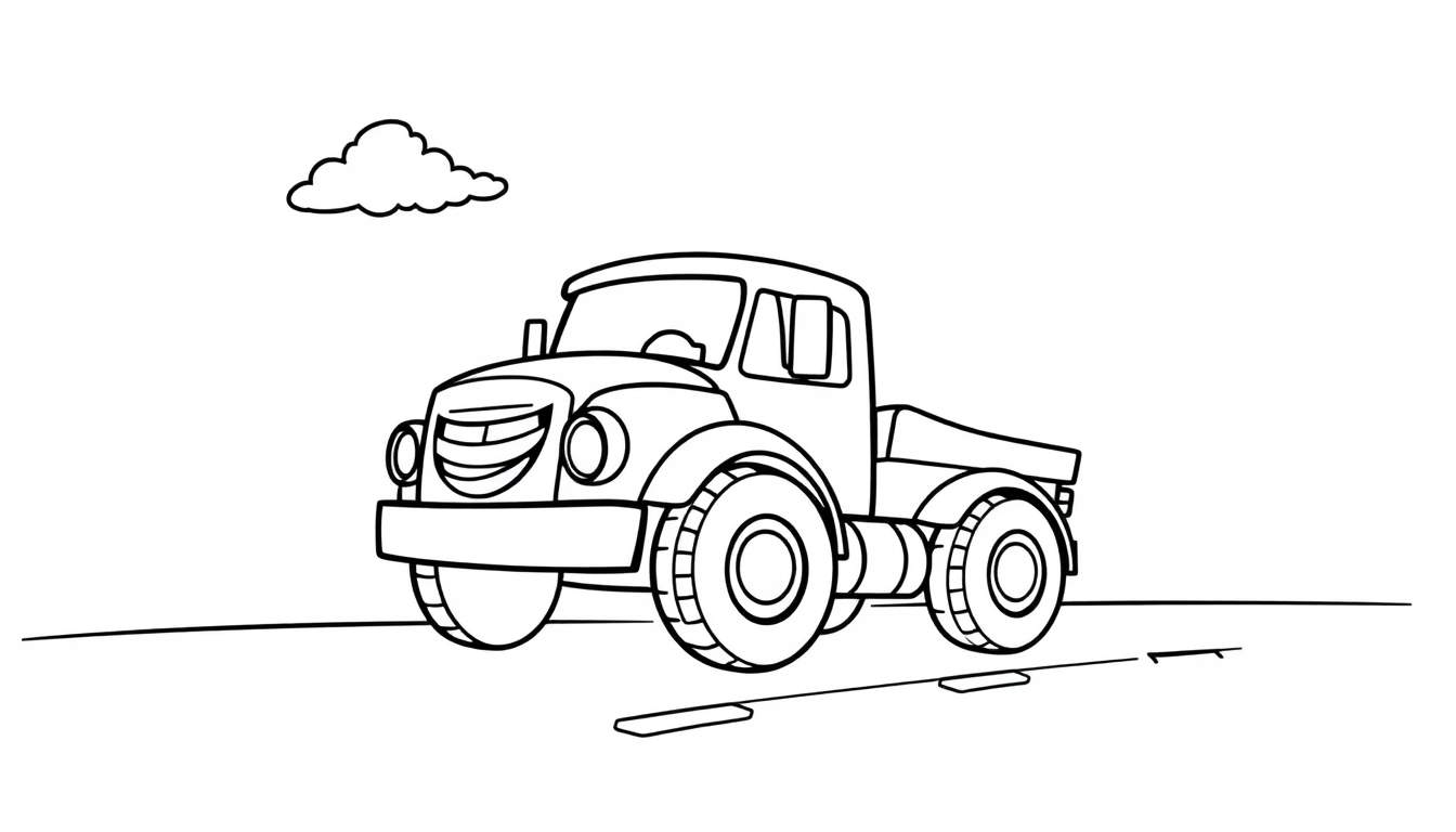 A friendly big red truck coloring panel.