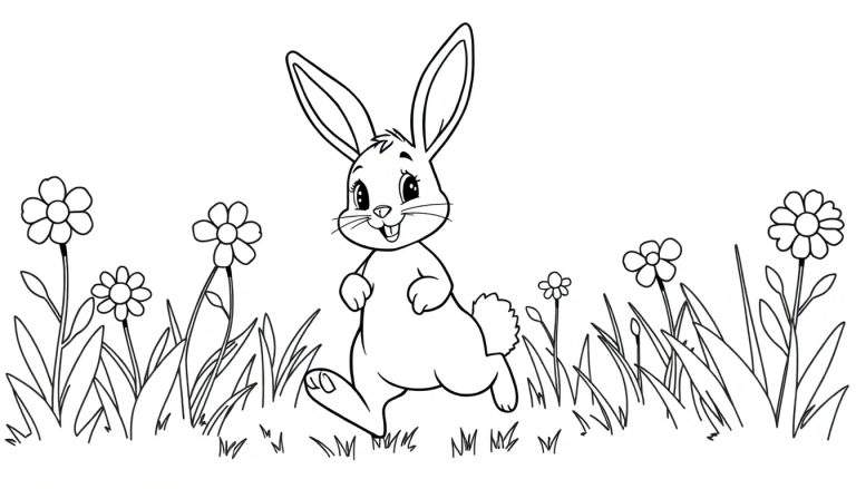 A cute bunny ready for a color panel adventure!
