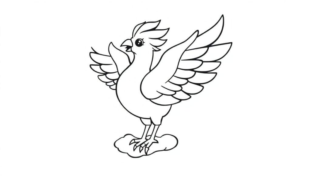 A cute phoenix color panel ready for coloring.