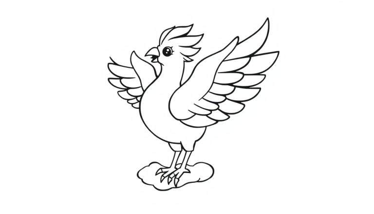 A cute phoenix color panel ready for coloring.