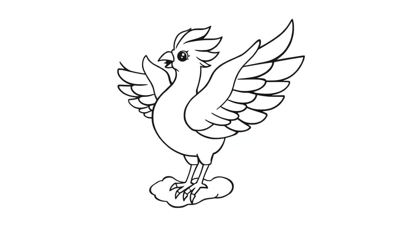 A cute phoenix color panel ready for coloring.