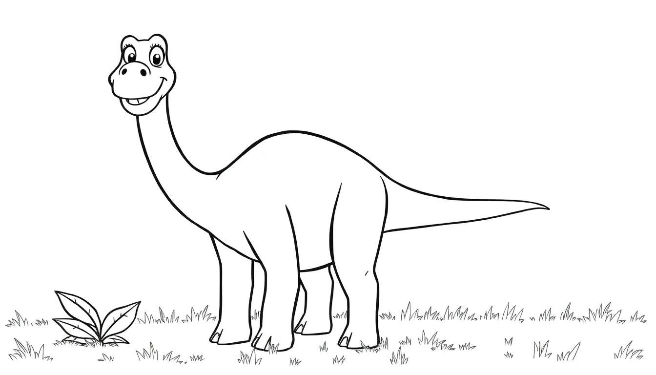 A friendly Brachiosaurus coloring panel, ready for your colorful touch!