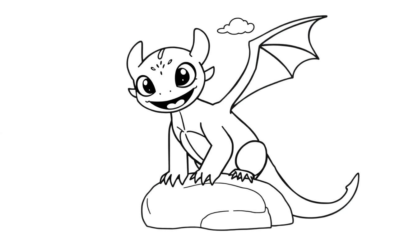 A friendly dragon, ready for a color panel adventure!