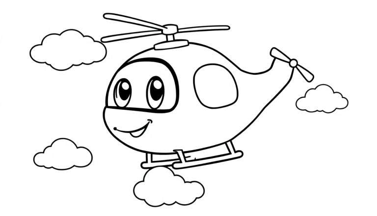 A friendly cartoon helicopter in a color panel, ready for imaginative play.