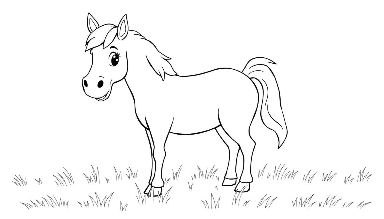 A friendly horse coloring panel.
