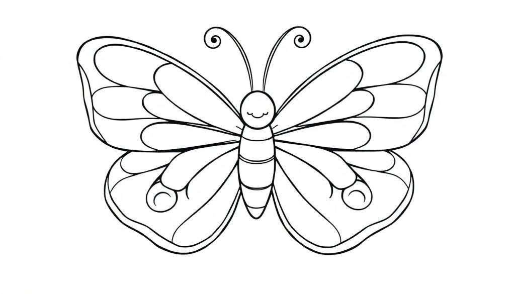 A friendly butterfly outline, perfect for a color panel.