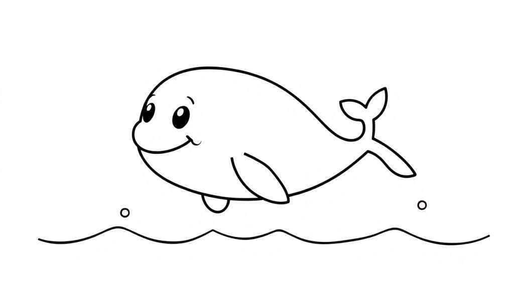 A happy cartoon whale for a color panel.