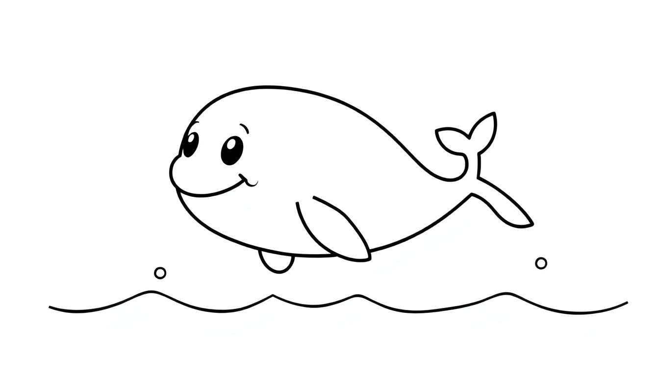 A happy cartoon whale for a color panel.