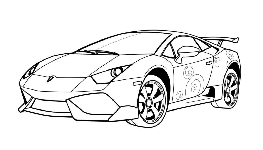 A fun Lamborghini color panel with swirly decorations.
