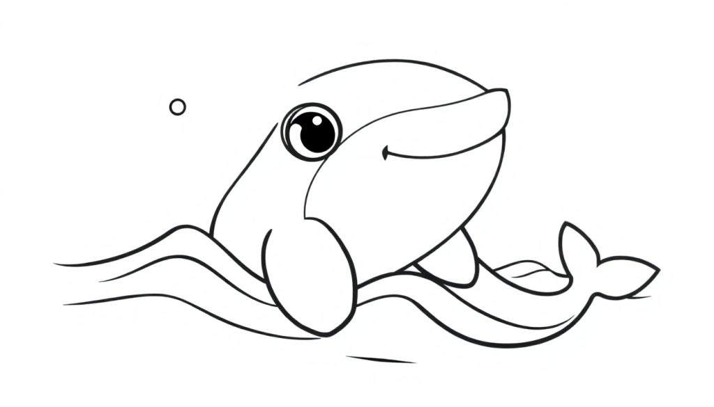 A friendly orca whale color panel swimming through gentle waves.