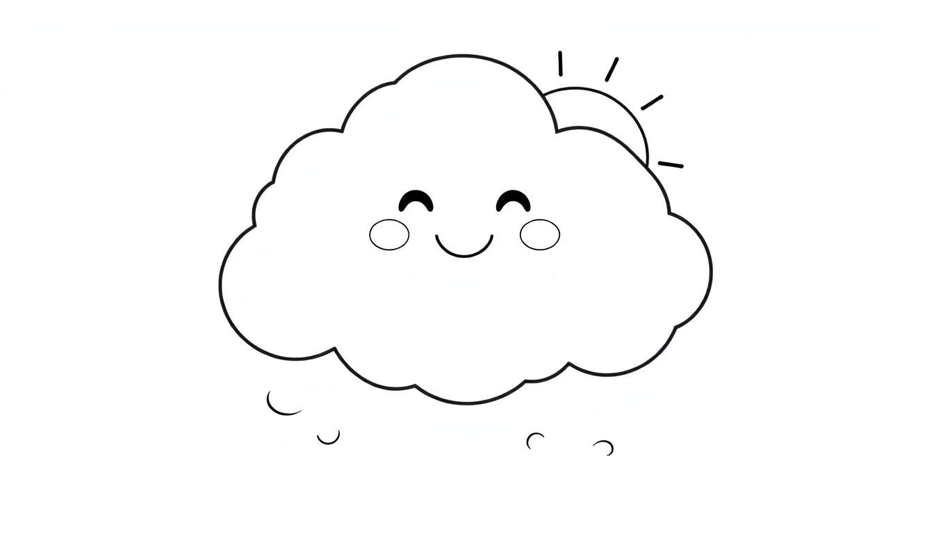 A happy cloud with a sun peeking out, a fun coloring panel.