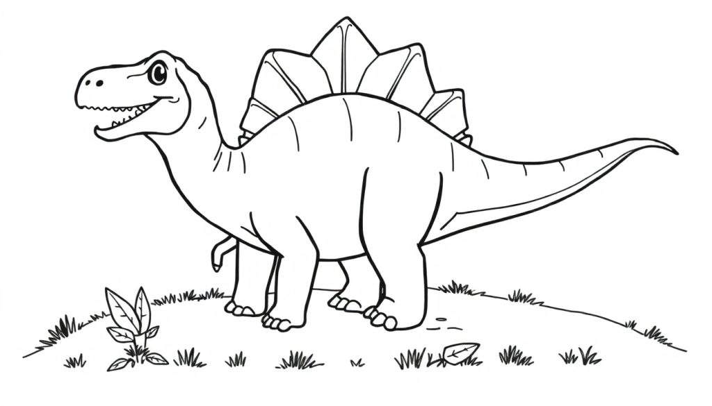 A friendly Stegosaurus color panel with plates and spikes.