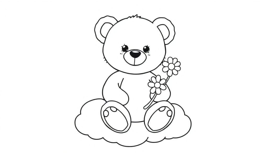 A cute teddy bear ready for a color panel adventure.