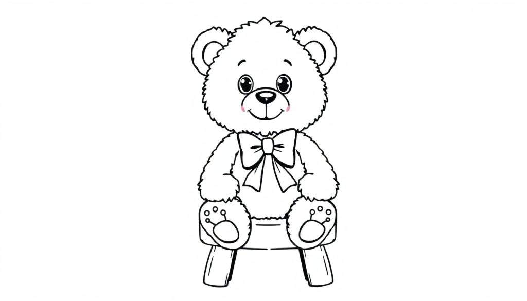 A cute teddy bear line drawing for a color panel.