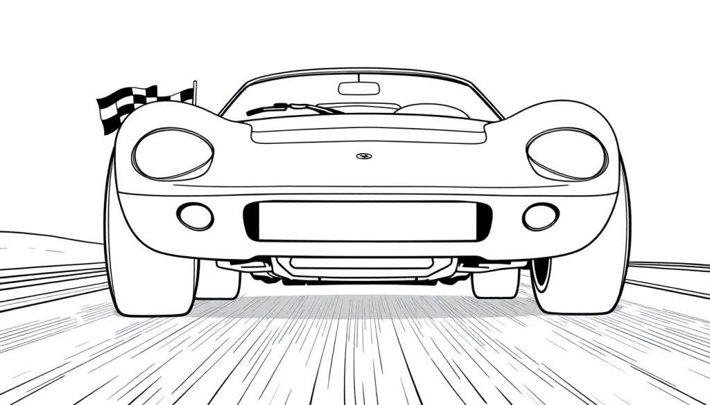 A speedy vintage sports car in a black and white color panel, ready for coloring fun!