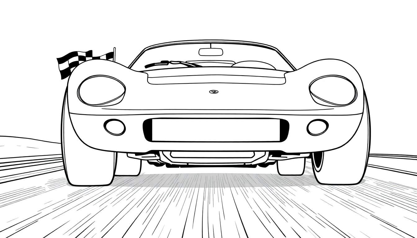 A speedy vintage sports car in a black and white color panel, ready for coloring fun!