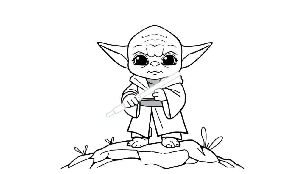 Cute Yoda color panel with lightsaber