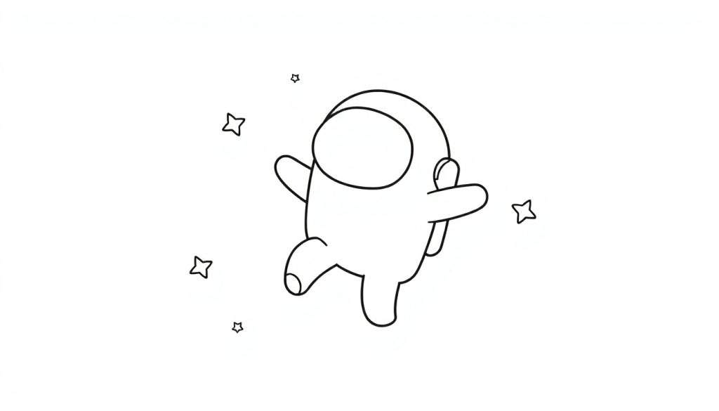 A black and white cartoon astronaut floats among stars, ready for a color panel adventure.
