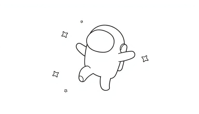 A black and white cartoon astronaut floats among stars, ready for a color panel adventure.