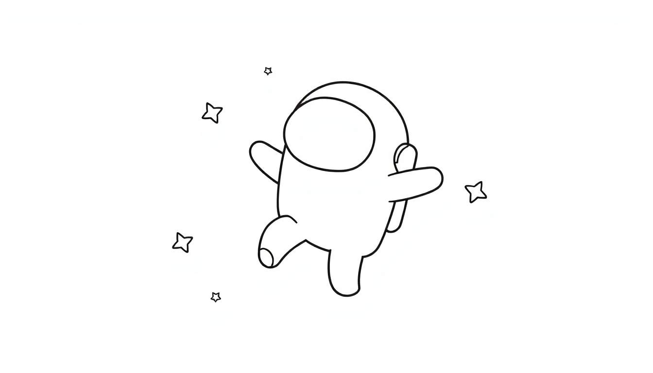 A black and white cartoon astronaut floats among stars, ready for a color panel adventure.