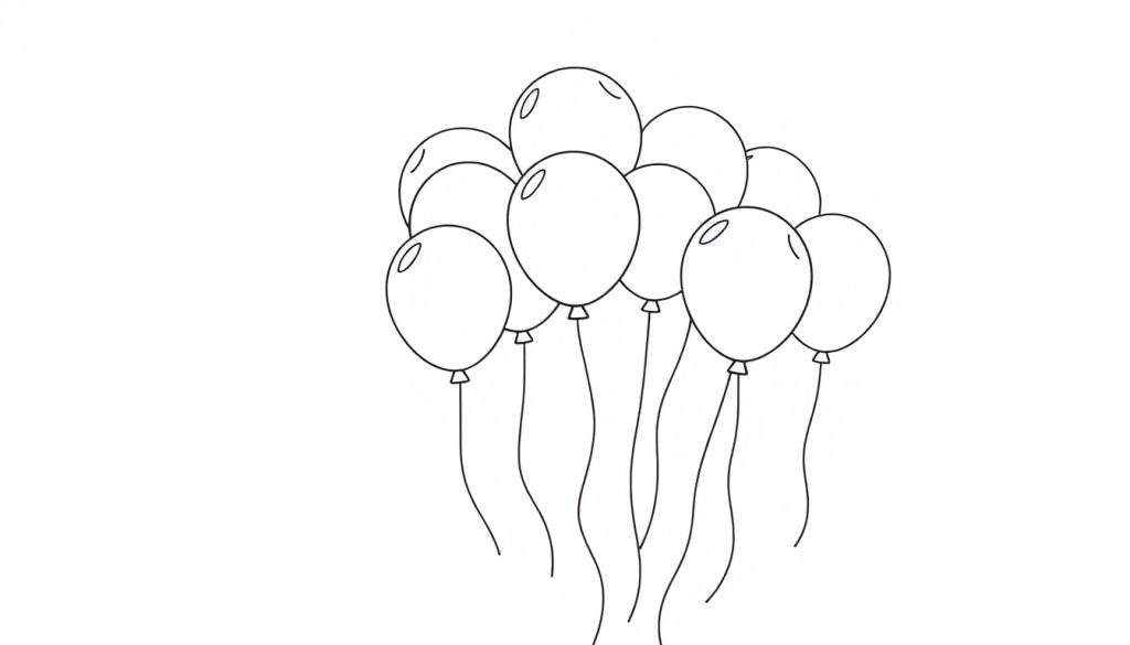 Line art balloons color panel ready to be colored.