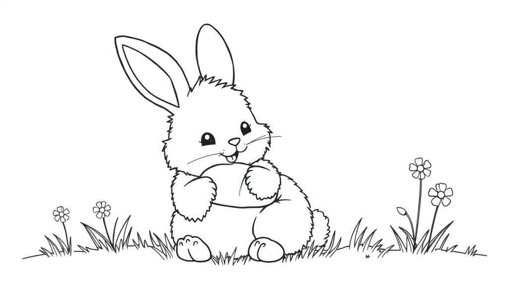 A fluffy bunny in a field, ready for a color panel.