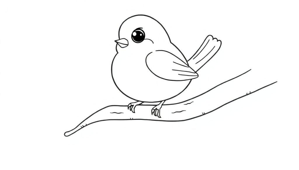 A cute cartoon bird in a color panel, ready to be colored.